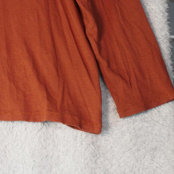 Madewell Shirt Womens 2X Brown Ribbed Knit Long Sleeve Henley V Neck Soft - Picture 4 of 10